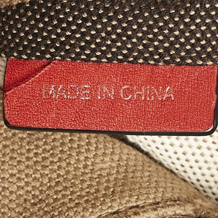 Pre Owned Burberry Red Leather and House Check Canvas Small Brit Maidstone Peek Bag