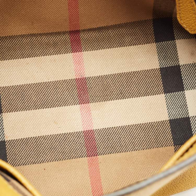 Pre Owned Burberry Yellow Leather Small Buckle Tote