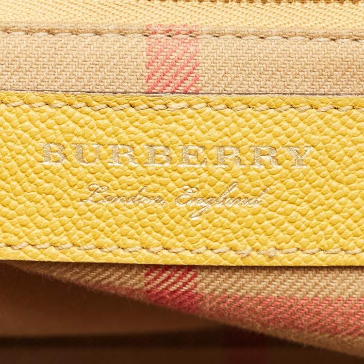 Pre Owned Burberry Yellow Leather Small Buckle Tote