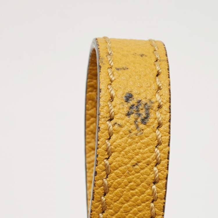 Pre Owned Burberry Yellow Leather Small Buckle Tote