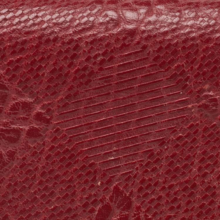 Pre Owned  Burberry Dark Red Textured Leather Business Card Holder