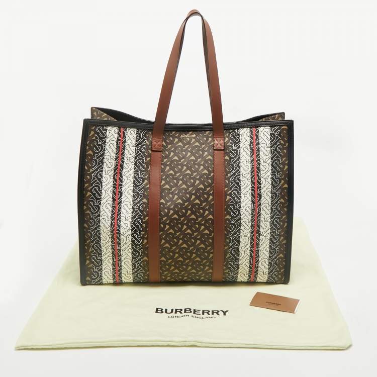 Pre Owned Burberry Multicolor Monogram Stripe E-Canvas Portrait Tote