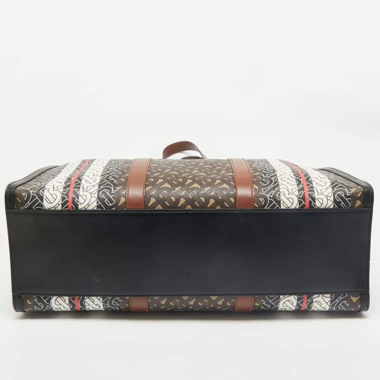Pre Owned Burberry Multicolor Monogram Stripe E-Canvas Portrait Tote