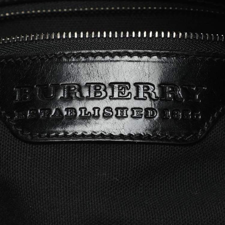 Pre Owned Burberry Black/Grey Mega Check Canvas and Leather Tote