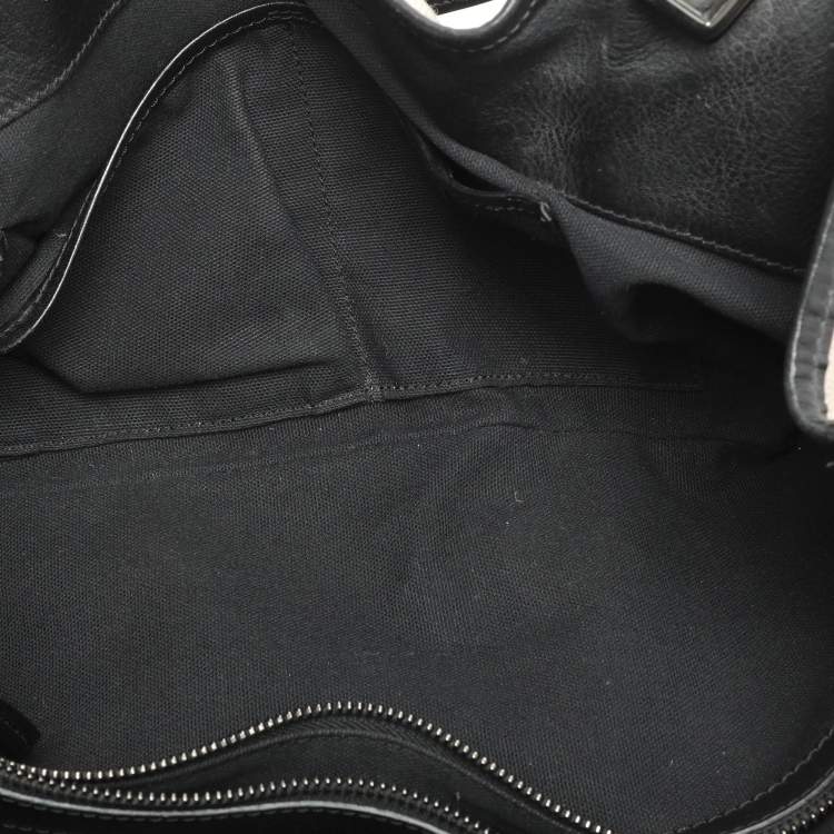 Pre Owned Burberry Black/Grey Mega Check Canvas and Leather Tote