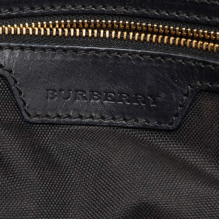 Pre Owned Burberry Beige/Black Haymarket Check Canvas and Leather Orchard Bowler Bag