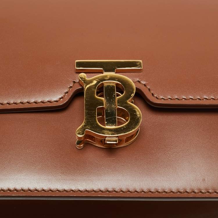 Pre Owned Burberry Brown Leather Mini TB Belt Bag