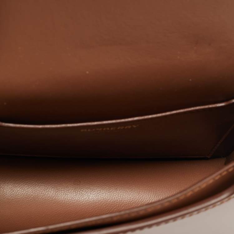 Pre Owned Burberry Brown Leather Mini TB Belt Bag