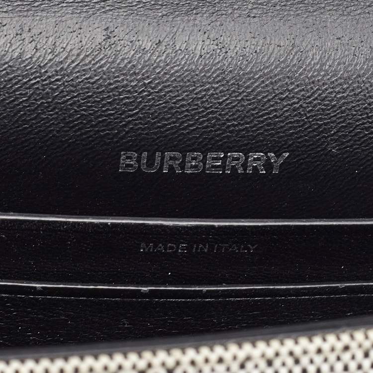 Pre Owned Burberry Black/White Logo Canvas and Leather Small Olympia Shoulder Bag