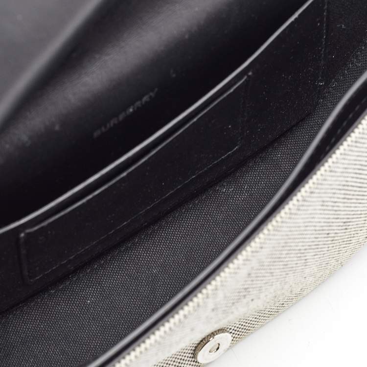 Pre Owned Burberry Black/White Logo Canvas and Leather Small Olympia Shoulder Bag