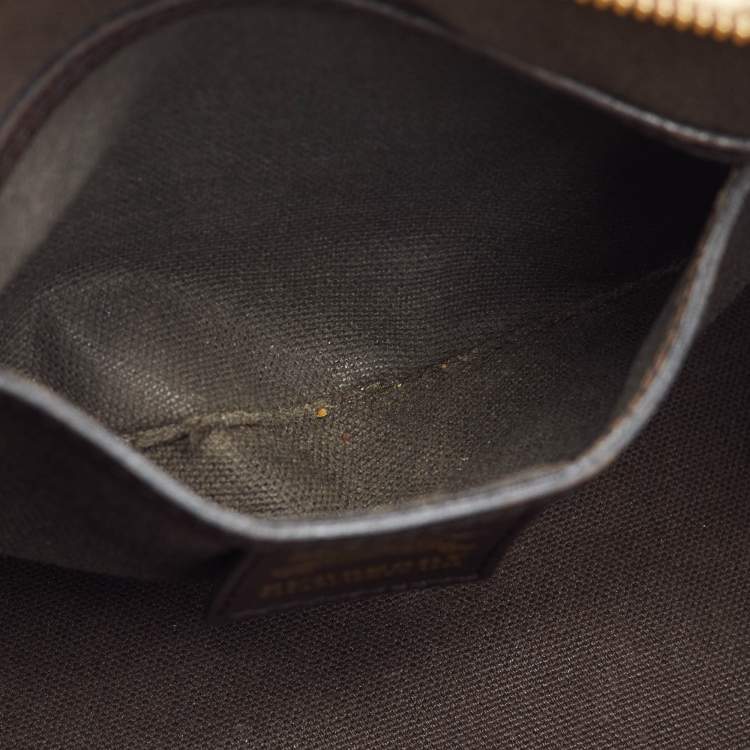 Pre Owned Burberry Beige/Brown Haymarket Check Coated Canvas Medium Bowling Bag
