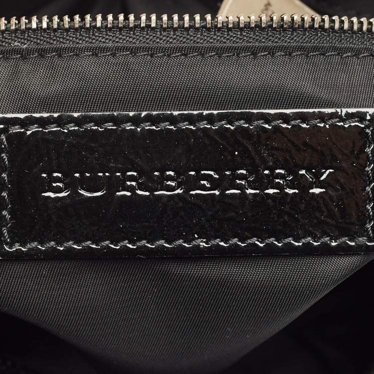 Pre Owned Burberry Black Smoked Check Nylon Brooklyn Hobo