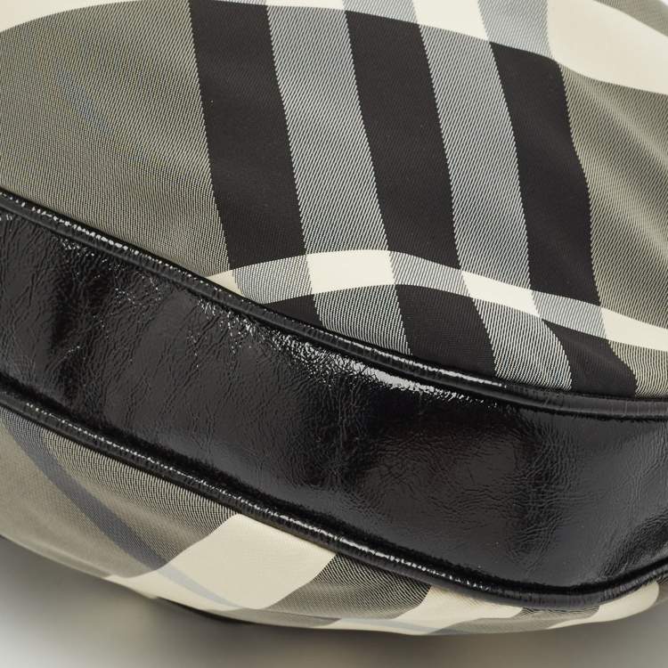 Pre Owned Burberry Black Smoked Check Nylon Brooklyn Hobo