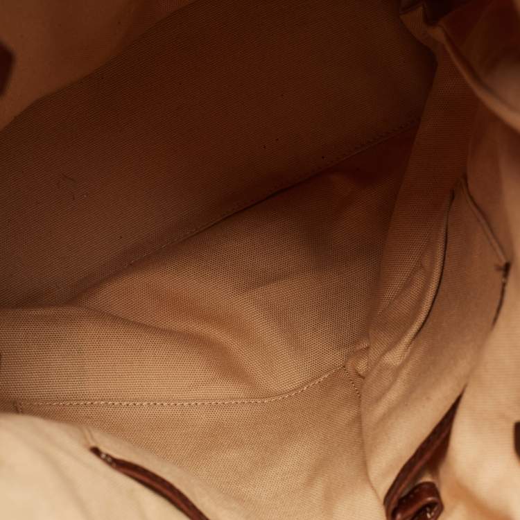 Pre Owned Burberry Brown Mega Check Canvas and Leather Tote