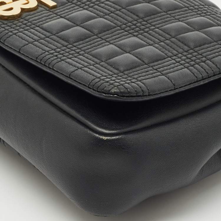 Pre Owned Burberry Black Quilted Leather Medium Lola Shoulder Bag