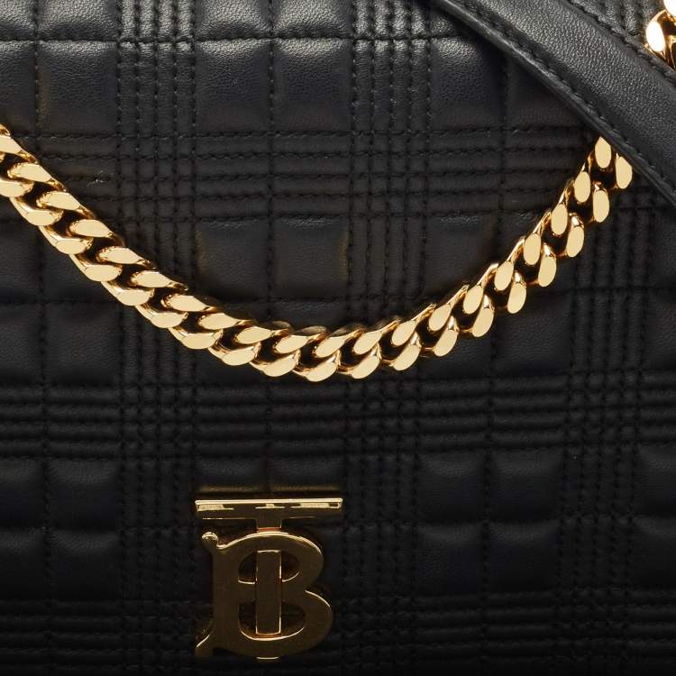 Pre Owned Burberry Black Quilted Leather Medium Lola Shoulder Bag