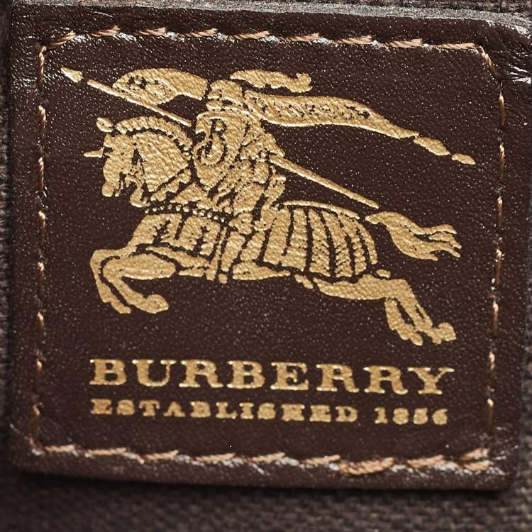 Pre Owned Burberry Beige Haymarket Check Coated Canvas Rydal Hobo