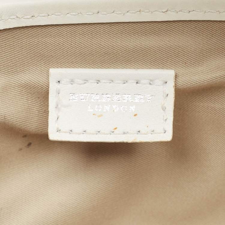 Pre Owned Burberry Pink/White House Check PVC and Leather Buckle Flap Shoulder Bag
