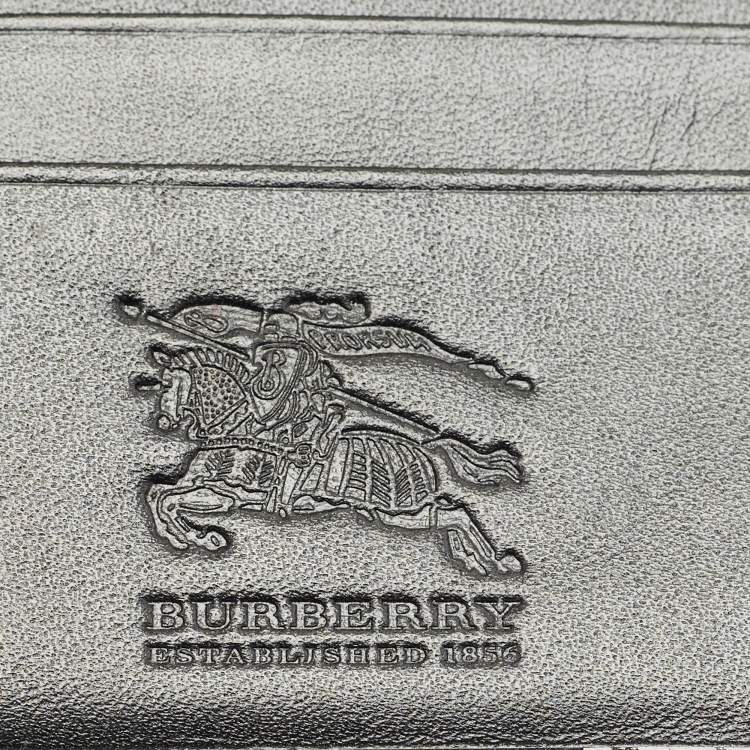 Pre Owned Burberry Beige/Black Supernova Check Coated Canvas and Patent Leather Continental Wallet 