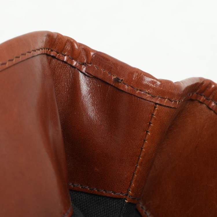 Pre Owned Burberry Brown House Check Canvas and Leather Bridle Whipstitch Tote
