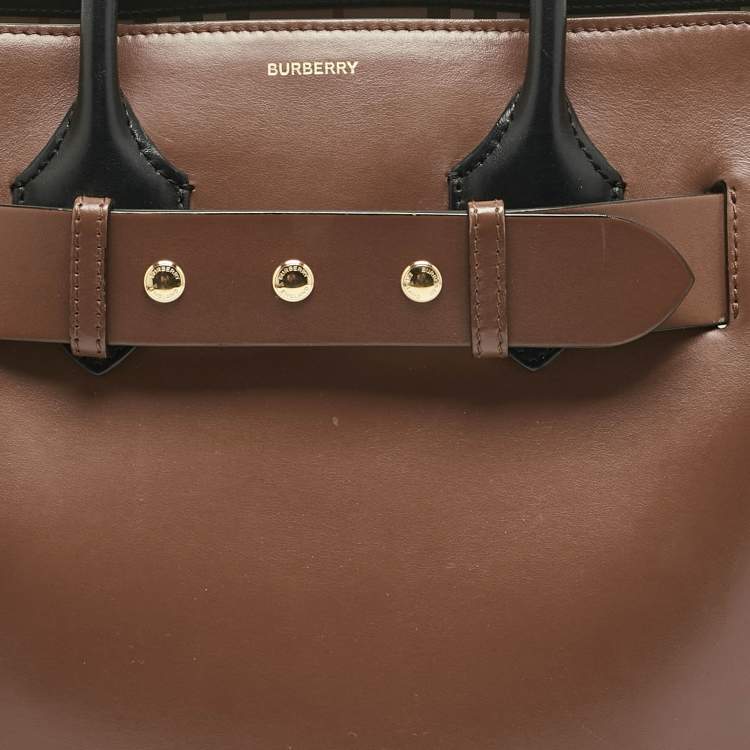 Pre Owned Burberry Brown/Black Leather Small Triple Stud Belt Bag