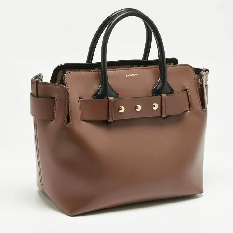 Pre Owned Burberry Brown/Black Leather Small Triple Stud Belt Bag