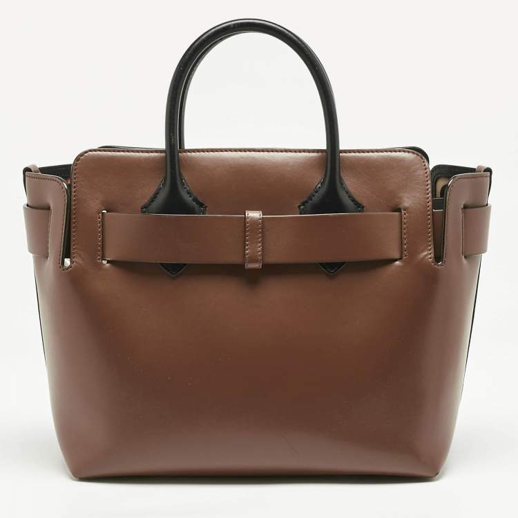 Pre Owned Burberry Brown/Black Leather Small Triple Stud Belt Bag