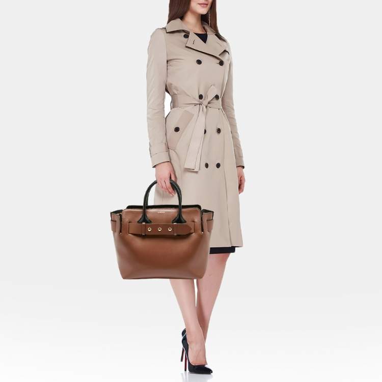 Pre Owned Burberry Brown/Black Leather Small Triple Stud Belt Bag