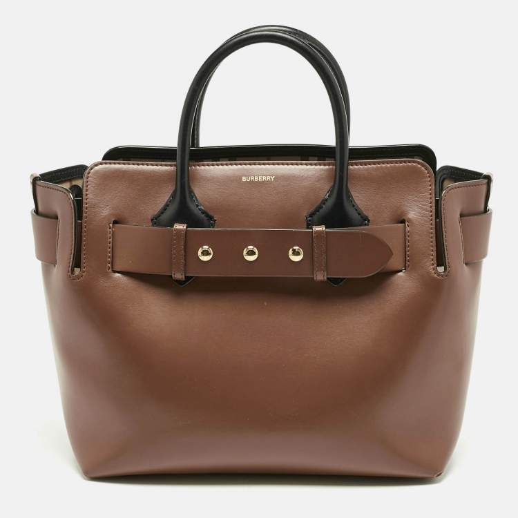 Pre Owned Burberry Brown/Black Leather Small Triple Stud Belt Bag