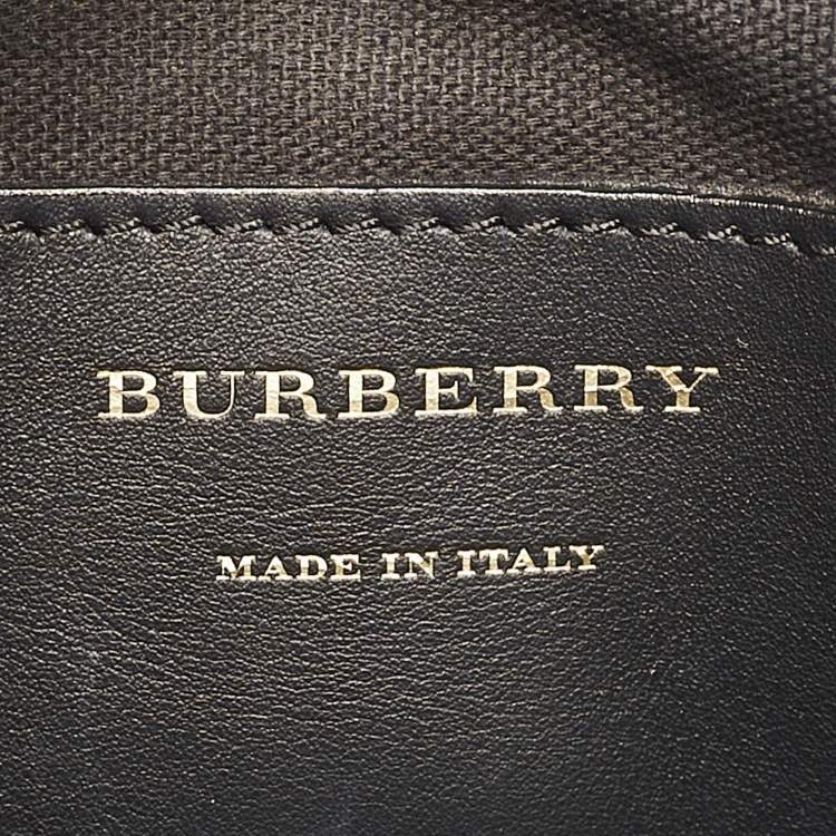 Pre Owned Burberry Black/ Beige Check Canvas and Leather The Bucket Backpack
