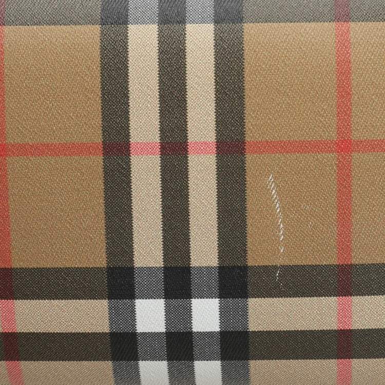 Pre Owned Burberry Beige Vintage Check Coated Canvas Henley Wallet On Chain