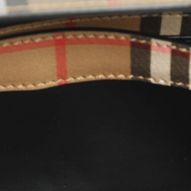 Pre Owned Burberry Beige Vintage Check Coated Canvas Henley Wallet On Chain