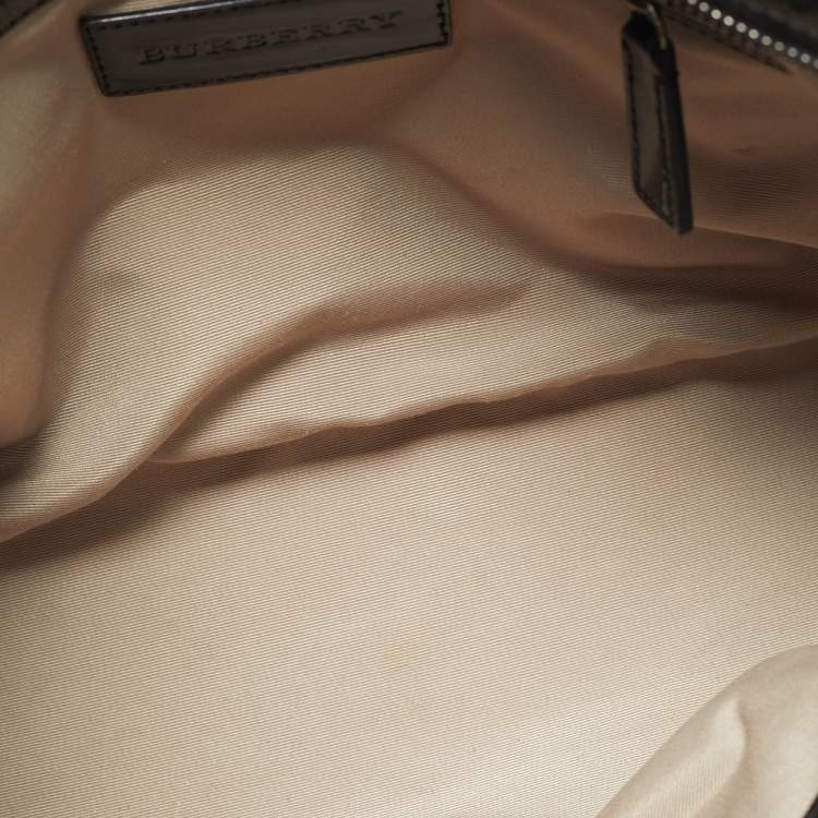 Pre Owned Burberry Black/Beige Super Nova Check PVC and Patent Leather Regent Tote