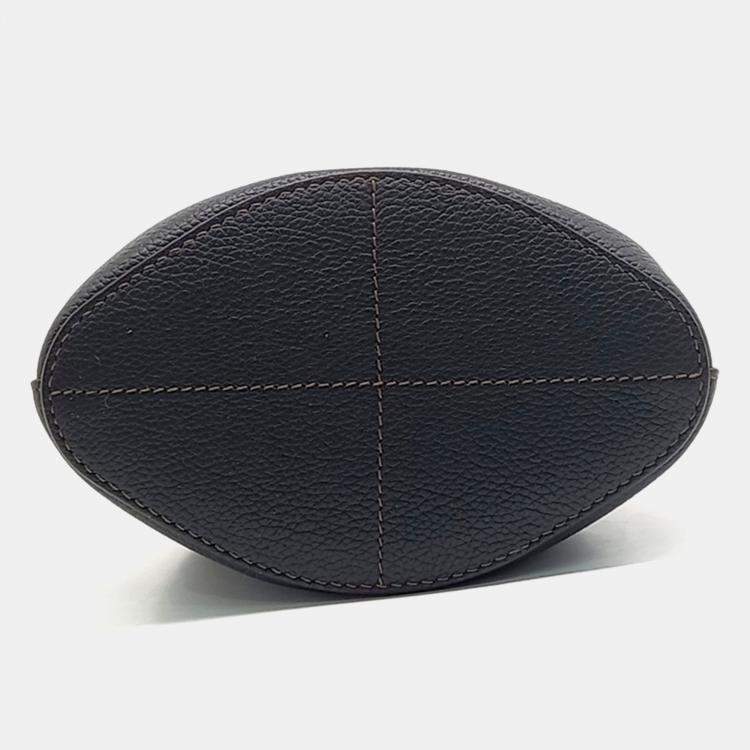 Pre Owned Burberry Black Leather Mini TB Bucket Bag