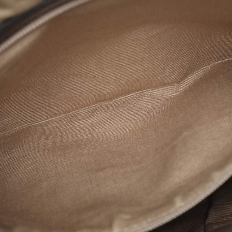 Pre Owned Burberry Black/Beige Nova Check PVC and Patent Leather Brooke Hobo