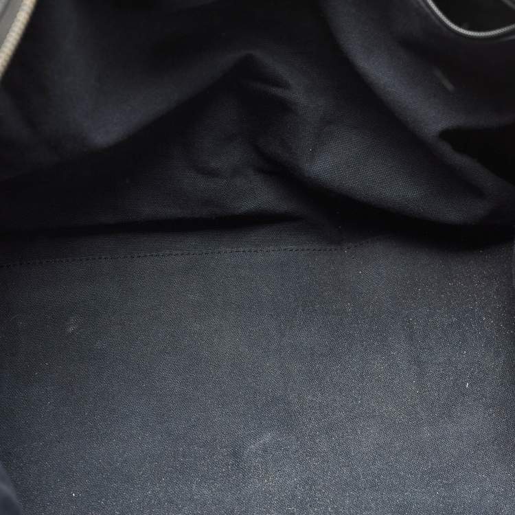 Pre Owned Burberry Black/Beige House Check Canvas and Leather Duffel Bag
