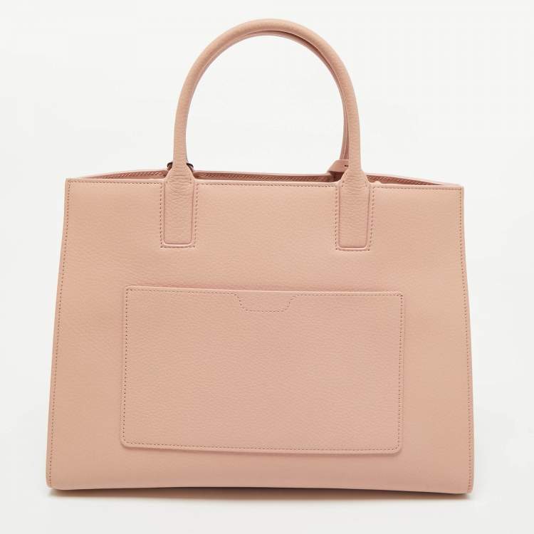 Pre Owned Burberry Dusky Pink Leather Small Frances Tote