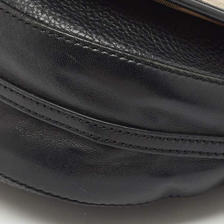 Pre Owned Burberry Black/Beige Haymarket Check PVC and Leather Maydown Crossbody Bag