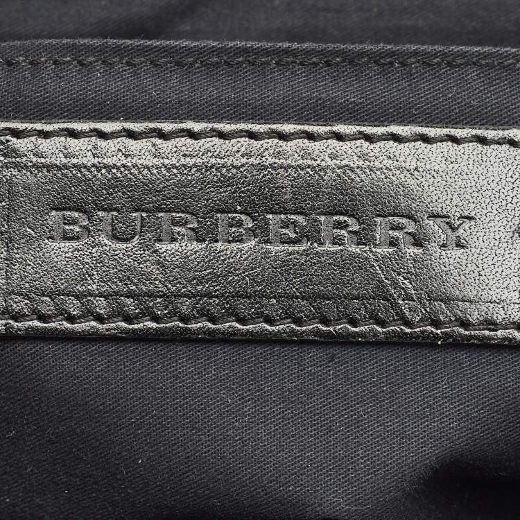 Pre Owned Burberry Black/Beige Haymarket Check PVC and Leather Maydown Crossbody Bag