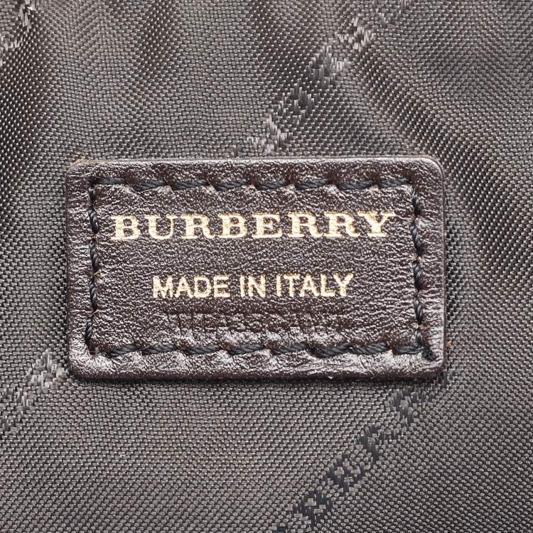 Pre Owned Burberry Beige/Brown Haymarket Check Canvas and Leather Crossbody Bag