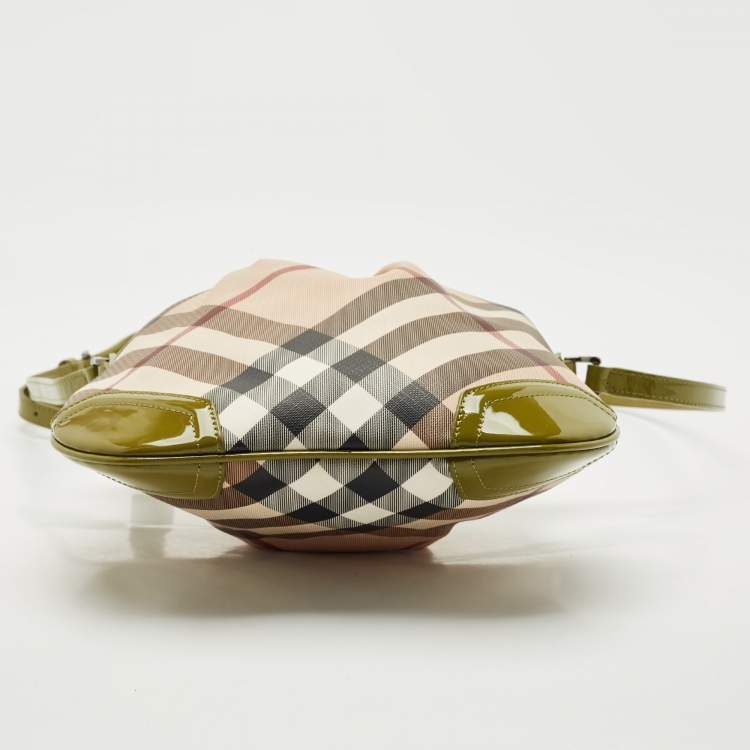 Pre Owned Burberry Olive Green/Beige Supernova Check PVC Dryden Crossbody Bag