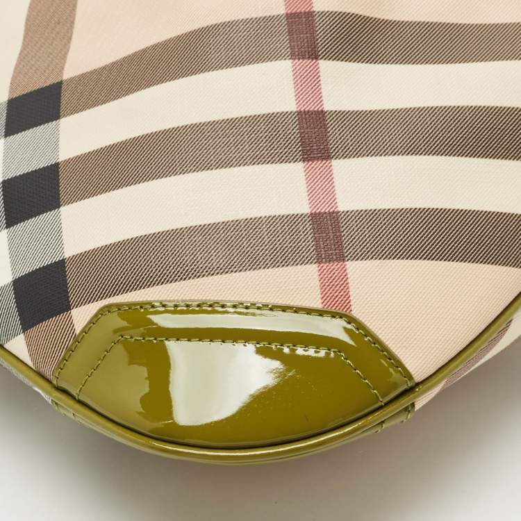 Pre Owned Burberry Olive Green/Beige Supernova Check PVC Dryden Crossbody Bag