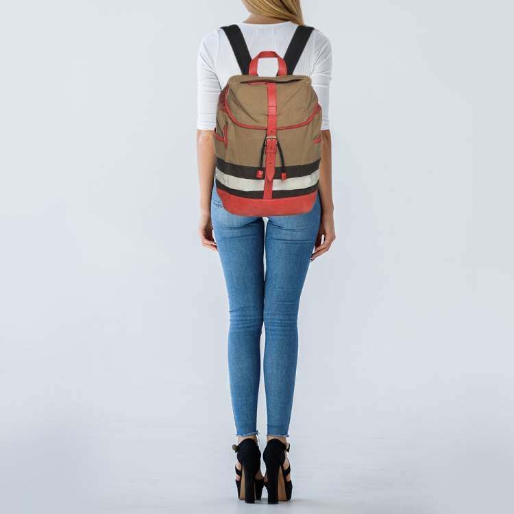 Pre Owned Burberry Beige/Pink Mega Check Canvas and Leather Drifton Backpack
