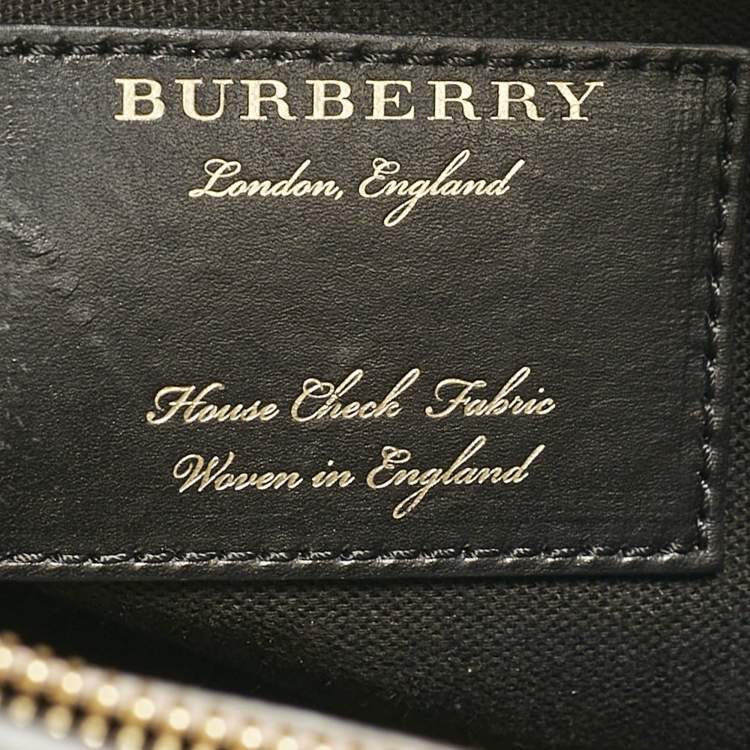 Pre Owned Burberry Brown Leather and House Check Fabric Medium Banner Tote