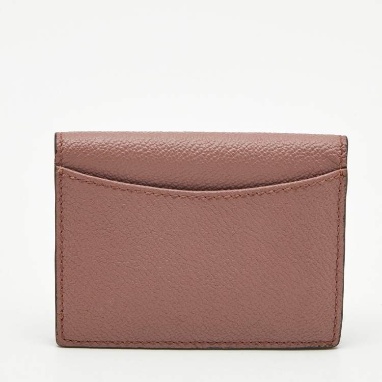 Pre Owned Burberry Pink Leather Compact Wallet