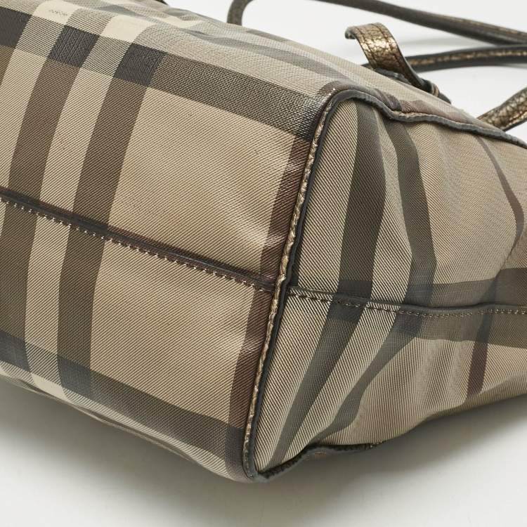 Pre Owned Burberry Metallic/Smoked Check PVC Salisbury Tote
