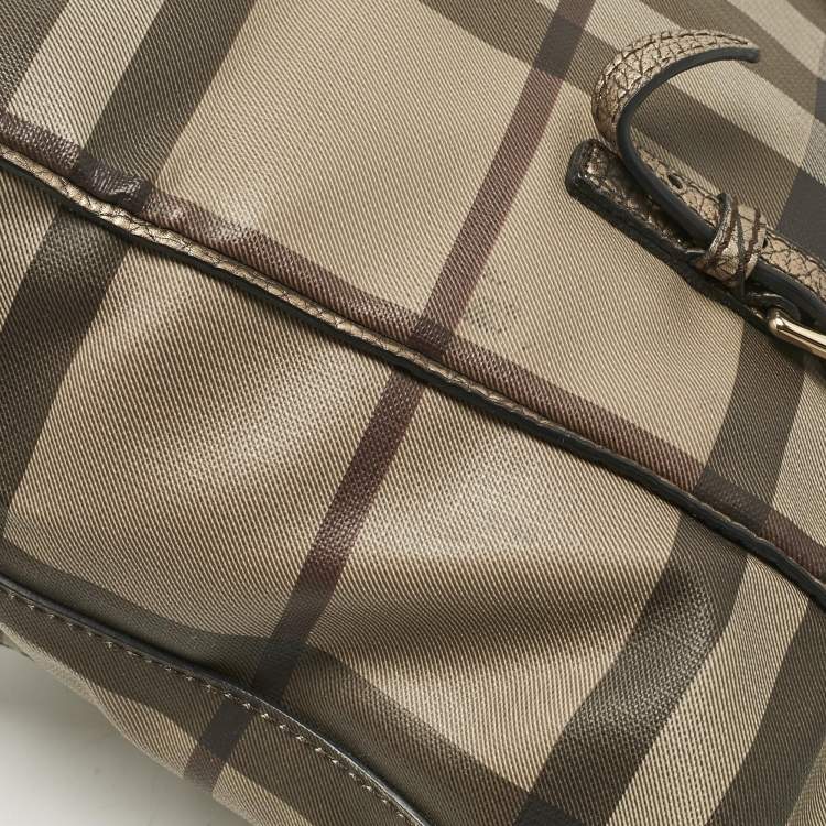 Pre Owned Burberry Metallic/Smoked Check PVC Salisbury Tote