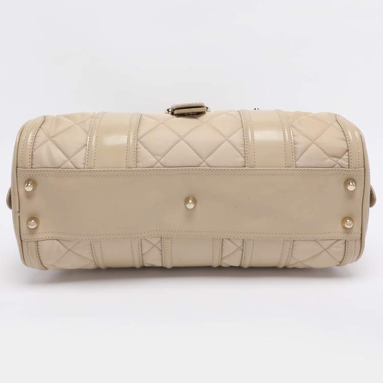 Pre Owned Burberry Beige Quilted Nylon and Patent Leather Manor Satchel