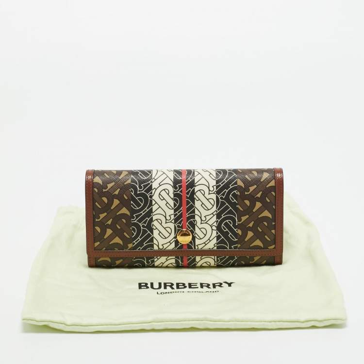 Pre Owned Burberry Brown TB Monogram Coated Canvas and Leather Continetal Wallet