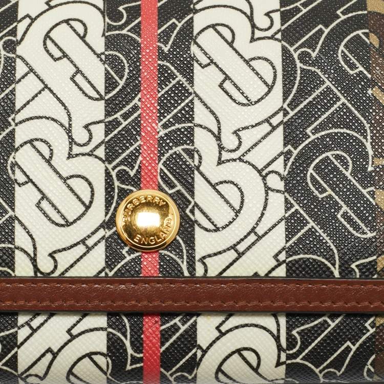 Pre Owned Burberry Brown TB Monogram Coated Canvas and Leather Continetal Wallet